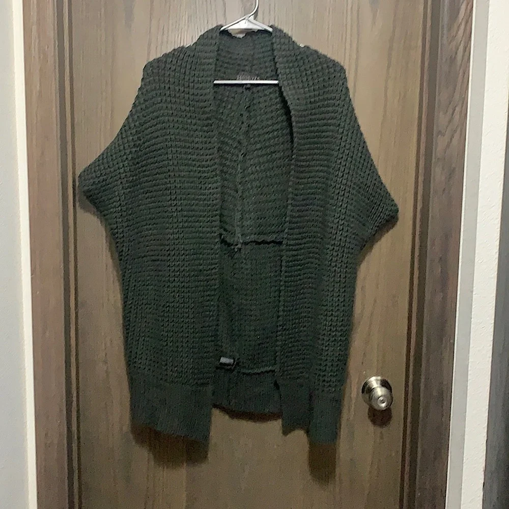 FORENZA Open Front Short Sleeve Lagenlook Drape Acrylic Knit Cardigan Sweater - Picture 1 of 3